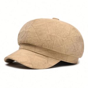 Casquettes de mode pour femmes automne-hiver 2024, casquettes de newsboy en cuir PU britannique, chapeau béret - Product Image 1