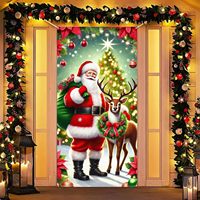 Housse de porte Joyeux Noël, rouge, avec boules de Noël, flocons de neige, boîte cadeau, bannière de porte, bannière de fête pour porte d'entrée, décorations personnalisables