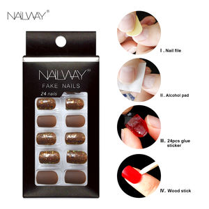 Nailway - 24 <span class=keywords><strong>Uñas</strong></span> <span class=keywords><strong>Postizas</strong></span> Cortas Cuadradas en Color Marrón Mate y Brillante - Product Image 5