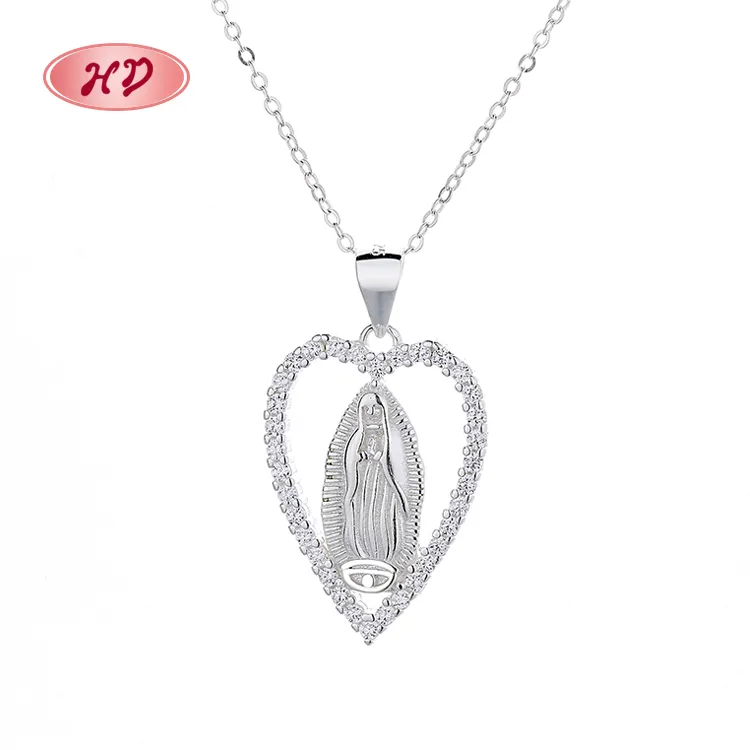 2023 Adjustable long chain dainty Love heart shape carve AAA cubic zirconia cross the necklace silver choker 925