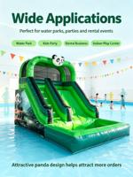 Tobogán Acuático Inflable con Diseño de Panda, Piscina de Aterrizaje, Estilo Bambú de la Selva, Material de PVC Ecológico, Tobogán Acuático Comercial para Interiores
