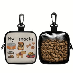 Bolsa portátil para refrigerios de perro con cremallera y mosquetón, transparente, para almacenar comida para mascotas, ideal para viajes. - Product Image 1