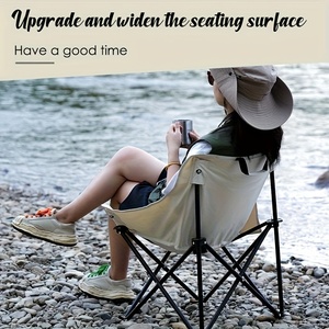 Silla de Playa Plegable Redonda Acolchada Tipo Plato, con Bolsillo Lateral, para Acampar, Hacer Senderismo y Pescar - Product Image 3