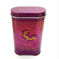 Boîte en étain ovale personnalisée pour emballage cadeau de parfum, boîte en métal pour cosmétiques, conteneur en étain avec logo en relief