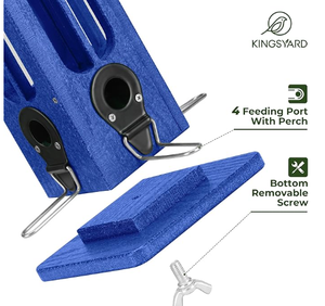 Mangeoire à oiseaux pour l'extérieur, suspendue, en plastique recyclé, 4 ports, 3 lb, grande capacité, décoration de jardin, bleuets - Product Image 5