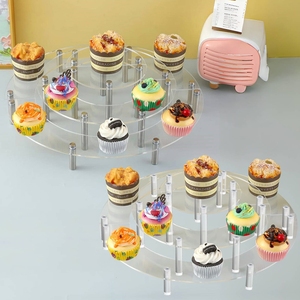 Penyangga Kue Akrilik Transparan Bentuk Persegi, Rak Pamer Kue, Aksesoris Pajangan - Product Image 5