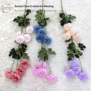 Fleur artificielle en soie à 4 têtes, chrysanthème, style naturel, tige florale, décoration de mariage STQJ-069 - Product Image 3