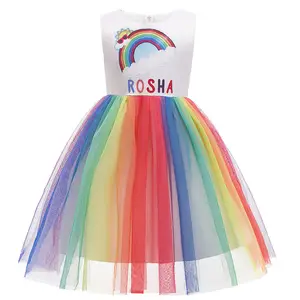 Toptan cosplay elbise anime bebek-3 4 5 6 7 8 9 10 yıl küçük çocuklar yaz gökkuşağı Cosplay kostüm kız prenses elbise tek boynuzlu at için parti