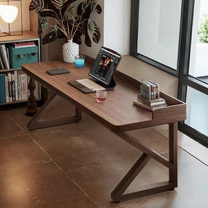Escritorio Largo Grande de Madera Maciza Nórdica DISHI, Mesa de Madera Maciza <span class=keywords><strong>para</strong></span> Sala de Estar, Mesa Grande <span class=keywords><strong>para</strong></span> Oficina Doble, Mesa de <span class=keywords><strong>Estudio</strong></span> <span class=keywords><strong>para</strong></span> Estudiantes - Product Image 5
