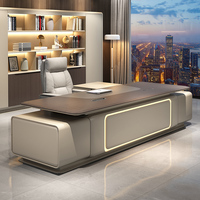 Bureau de direction moderne de luxe à assemblage facile, ensemble table et chaise de bureau en MDF avec base en acier modulaire