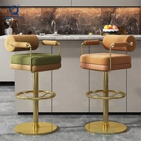 QIANCHENG îlot de cuisine en acier inoxydable poli pivotant rétro maison restaurant bar tabouret haut pour comptoir de cuisine