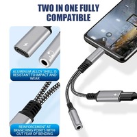 Convertisseur de câble de charge pour écouteurs 2IN1 Type C à 3.5mm Jack Adaptateur OTG USB 3.0 à Type C pour Samsung Huawei