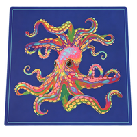 Tapis de jeu de mahjong Octopus Ocean de 31,5 pouces avec base en caoutchouc antidérapante et surface insonorisante