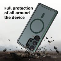 Fundas Magnéticas Antigolpes 3 en 1 con Carga Inalámbrica para Teléfonos Móviles S22 S23 Ultra (TPU+PC+Aluminio+Imanes)