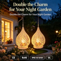 Lampe solaire LED extérieure en fer forgé blanc imperméable à effet flamme pour la décoration de villas, jardins et patios