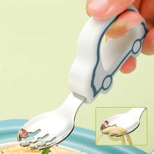 ช้อนส้อมวงแหวนแบบสั้นสำหรับฝึกรับประทานอาหารสำหรับเด็กเครื่องใช้บนโต๊ะอาหารทำจากสเตนเลสสตีล304ออกแบบได้ตามต้องการ - Product Image 5