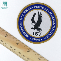 Parche tejido personalizado de fábrica, insignia de tela chenilla cosida a máquina, decoración de diamantes de imitación, características 3D, logotipo personalizado para camisetas