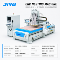 Routeur CNC haute précision pour le bois, machine de nesting à quatre broches 6 kW pour la production d'armoires en contreplaqué, garantie 1 an