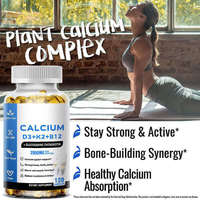 Capsules de calcium végétal, vitamine D3, K2, B12 avec glucosamine et chondroïtine, 120 capsules, complément alimentaire