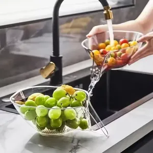 Nouveau <span class=keywords><strong>panier</strong></span> égouttoir multifonctionnel créatif de haute qualité pour cuisine, plateau de rangement transparent pour <span class=keywords><strong>fruits</strong></span>, <span class=keywords><strong>panier</strong></span> de drainage en PET - Product Image 4