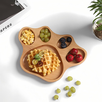 Assiette d'alimentation pour enfants à 5 compartiments en forme de patte d'ours en bois avec logo personnalisé, plateau pour le sevrage des bébés, les fruits, les collations et le petit-déjeuner