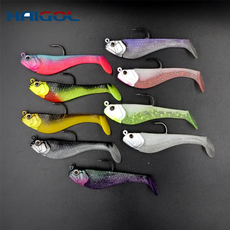 Grosir besar Paddle Tail umpan buatan 2 "2.5" 3.5 "4" tangan Tuang tiga warna memancing umpan bercahaya berenang Shad untuk S