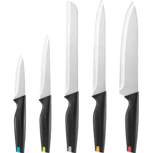 Set pisau dapur besi anti karat, pisau dapur profesional tajam untuk koki buah dengan pegangan plastik