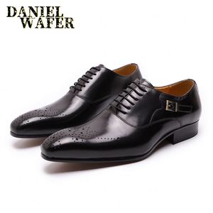 Chaussures Oxford à lacets pour hommes en cuir véritable, chaussures habillées pour affaires, mariage, fête, bureau, mode - Product Image 1