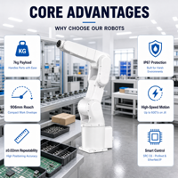 Robot de 6 Ejes con Capacidad de Carga de 7 kg y Alcance de 906 mm, Brazo Robótico Articulado de Alta Resistencia para Ensamblaje, Recogida y Colocación