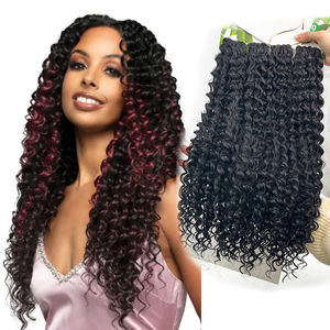 Extensiones de Cabello Sintético al por Mayor, Estilo Ruso, 24 Pulgadas, 4X Jade, Ondulado Profundo, Trenzas de Ganchillo Rubi, Cabello a Granel, Rizo Ariel, Ondulado Oceánico - Product Image 1