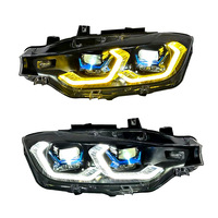 Para BMW Serie 3 F30 F35 2013-2018, Conjunto de Faros Delanteros Bi-LED Láser con Proyector, Estilo Deportivo Mejorado, Ojo Dorado, DRL de Doble Color