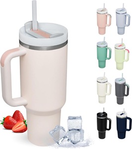 Vaso aislado de acero inoxidable de 40oz personalizado a granel al por mayor, <span class=keywords><strong>taza</strong></span> de agua termal caliente con mango de paja, tapas de vasos de viajero Origins - Product Image 2