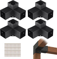 Kit de base de colonne de support d'angle de hangar de refroidissement facile à installer poutres en bois en acier inoxydable pour maisons en bois extérieures