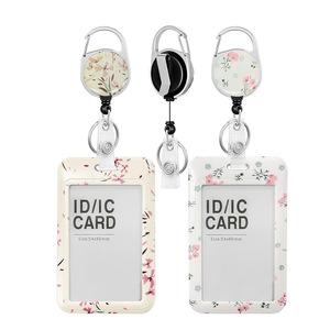 Cross-border floral print retractable buckle strap vertical card <b>holder</b> with double-sided UV printing for ID <b>documents</b> - Product Image 1