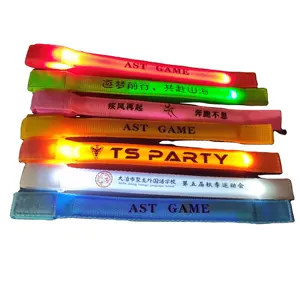 Glow In Dark Armband Custom Silk Screen Offset Printing Nylon LED Wristband For Night Running Sports Events