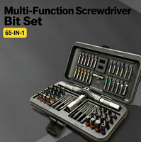 Ensemble de tournevis à cliquet multi-tiges de 65 pièces, kit de clés à cliquet à 40 dents avec porte-embouts magnétique pour les espaces restreints