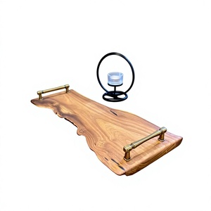 Bandeja de Desayuno Artesanal de Madera Natural Hecha a Mano, Elegante y Decorativa con Asas Metálicas, Ecológica, Grande para Exhibición - Product Image 4