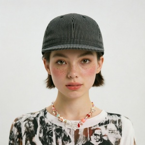 Wholesale Custom Vintage Japanese Style Hickory Pinstripe Snapback <b>Cap</b> <b>Plain</b> Short Brim <b>Baseball</b> Hat for Men Women - Product Image 3