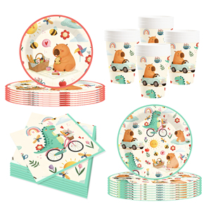 Assiettes en papier dinosaures DAMAI, décorations de fête jetables, fournitures pour assiettes, cadeaux, vaisselle de fête d'anniversaire, service pour 8 personnes - Product Image 4