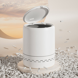 Cylindrical Trash Can Elegant White Push Button Lid Indoor Kitchen Bathroom Use Large Capacity - Product Image 3
