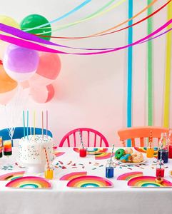 "FDA Approved 350gsm White Board <b>Disposable</b> <b>Plate</b> 10x5.5 Inches Rainbow Foil Party Supplies" - Product Image 5