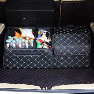 Caja de almacenamiento grande multifuncional de cuero plegable organizador de coche diseño de lujo asiento fácil coche almacenamiento maletero almacenamiento viaje
