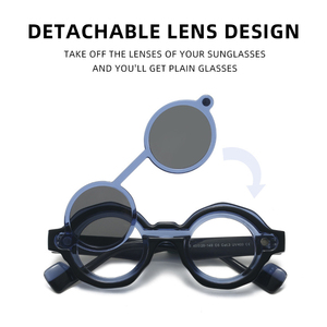 Высококачественные солнцезащитные очки с индивидуальным логотипом, круглые, с толстой оправой, дизайнерские, ретро, 2026, UV400, магнитные, для женщин и мужчин - Product Image 3