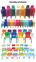 Ensemble table et chaise pour enfants réglables en hauteur multicolores, mobilier de maternelle, bureau et siège ronds en bois pour l'école
