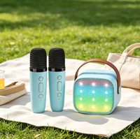 Machine de karaoké pour enfants et adultes, mini enceintes portables avec microphone sans fil et lumières, cadeaux de Noël et d'anniversaire pour filles