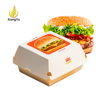 Boîte à hamburger en papier kraft écologique personnalisée avec couvercle à charnière pour emballage de poulet à emporter, restauration rapide