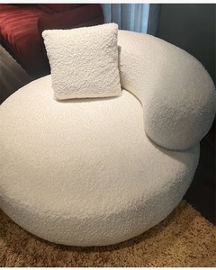 Großer Weißer Fetter Internet-Star Ins Cream Style Schlafzimmer Balkon Einzelner Runder Lammwoll-Tatami Liegestuhl Faulenzerstuhl - Product Image 1