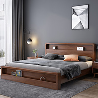 Neues Nordisches Modernes Minimalistisches Massivholz-Plattformbett mit Integriertem Stauraum in 1,5m & 1,8m Größen