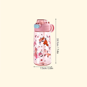 Botellas de Agua de Plástico de 550 ml con Diseño de Dibujos Animados para Niños, con Pajita y Tapa, Portátiles, para Niños Pequeños, Regalo para el Día del Niño - Product Image 3