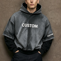 Fabricant de vêtements personnalisés – Sweat à capuche unisexe surdimensionné double couche délavé à l'acide, en molleton bouclette 420 g/m², style streetwear pour homme